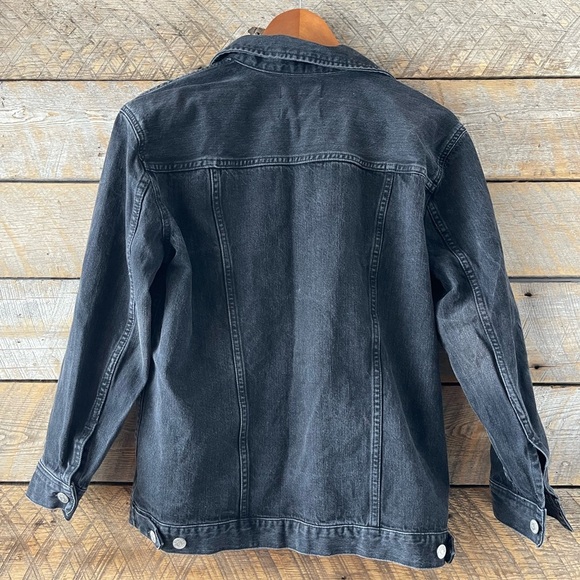 Madewell Oversized Black Denim Jean Jacket Medium Trucker Women’s - Picture 2 of 12